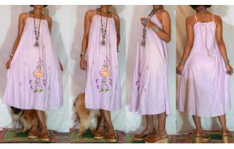 vintage cotton embroidery bohemian midi dress Image
