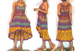 VINTAGE PSYCHEDELIC KEYHOLE BOHO MIDI DRESS Image