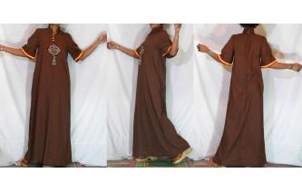 VINTAGE 70'S DARK BROWN HIPPIE BOHO MAXI DRESS Image