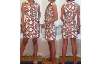 VINTAGE 70'S TRIBAL PRINTED HIPPIE BOHO MINI DRESS Image