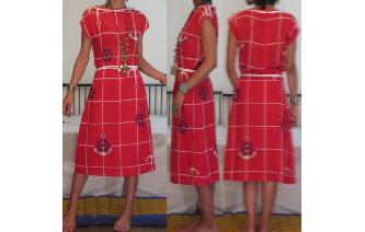 VINTAGE 70'S NAVY SAILOR DRAPE SLEEVE DAY DRESS Image
