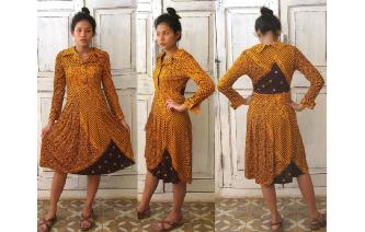 vintage 70's flower geometric print hippe dress Image