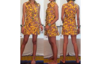 vintage 70's A line cut flower cotton mini dress Image