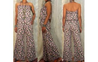 vintage 70's wide leg cotton gauze boho jumpsuit Image
