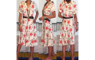 vintage 70's florals darpe sleeve day tea dress Image