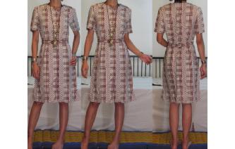 Vintage 70's cream polkadot.short sleeves dress Image