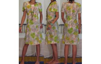 vintage 70's candy color paneled day sheer dress Image
