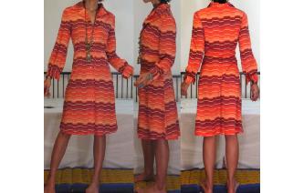 Vintage 70's long shirt sleeve hippie sheer dress Image