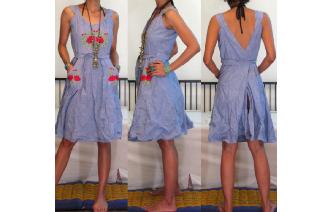 vintage 70's wraparound embroidery open back dress Image