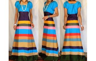 NEW Vtg RARE EDWARDIAN SILK PATCH MAXI DRESS D37 Image