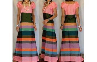 BOHO Vtg RARE EDWARDIAN SILK PATCH MAXI DRESS D48 Image