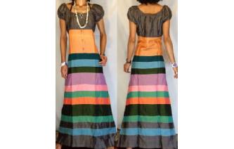 BOHO Vtg RARE EDWARDIAN SILK PATCH MAXI DRESS D49 Image