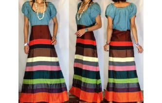 BOHO Vtg RARE EDWARDIAN SILK PATCH MAXI DRESS D50 Image