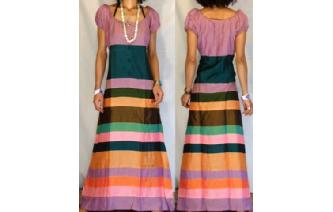 BOHO Vtg RARE EDWARDIAN SILK PATCH MAXI DRESS D51 Image