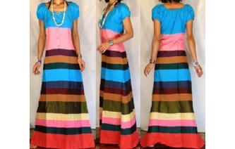 BOHO Vtg RARE EDWARDIAN SILK PATCH MAXI DRESS D53 Image