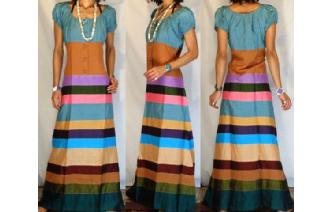 BOHO Vtg RARE EDWARDIAN SILK PATCH MAXI DRESS D56 Image