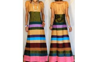 BOHO Vtg RARE EDWARDIAN SILK PATCH MAXI DRESS D31 Image