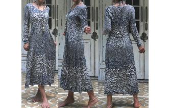 VINTAGE 1990'S NATURAL PRINTED BOHO MAXI DAY DRESS Image