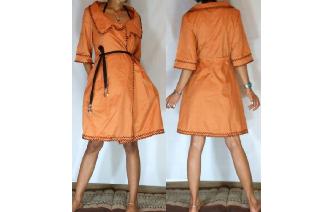 Vtg ETHNIC 1/2 SLEEVES WRAP COAT JACKET DRESS Image