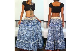 VTG FLORALS PRINTED BOHO GYPSY MAXI HIPPIE SKIRT Image