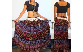 ETHN VTG INDIA GAUZE COTTON TRIBAL BOHO MAXI SKIRT Image