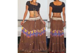 ETHN VINTAGE TIEDYE GAUZE INDIA COTTON HIPPY SKIRT Image