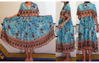 VINTAGE INDIAN COTTON GAUZE HIPPY MIDI SHEER DRESS Image