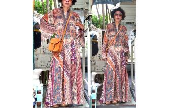vintage Indian cotton gauze kaftean maxi dress Image