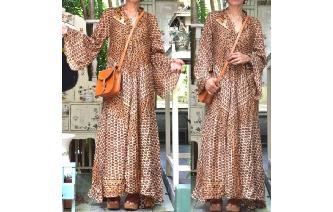 vintage INDIAN SARI SILK PAISLEY HIPPIE MAXI DRESS Image