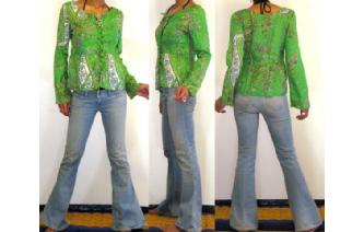 BOHO Vtg 70'S BABY DOLLS PAISLEY BLOUSE TOP T58 Image