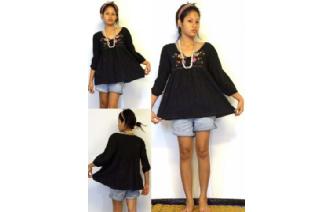 BOHO Vtg MEXICAN EMBROID SHIRT BLOUSE TOP XS-L T64 Image