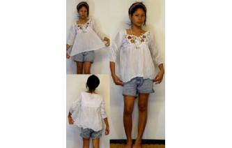 BOHO Vtg MEXICAN EMBROID SHIRT BLOUSE TOP XS-L T65 Image