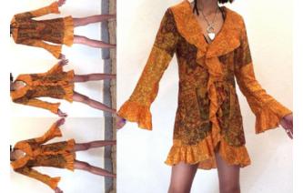 VTG 40's PSYCHEDELIC COVER SILK SHIRT TOP COAT T8 Image