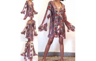 VTG 40's RUFFLE PAISLEY SILK BLOUSE SHIRT TOP T12 Image
