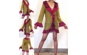 NEW VTG 40's FLOWERS COVER UP SILK BLOUSE TOP T13 Image
