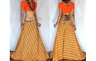 GYPSY BOHO HIPPY A-LINE LONG WRAP HIPPIE SKIRT X24 Image