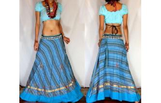 BOHO ETHNIC EMBROIDERY STRIP WRAP HIPPIE SKIRT X26 Image